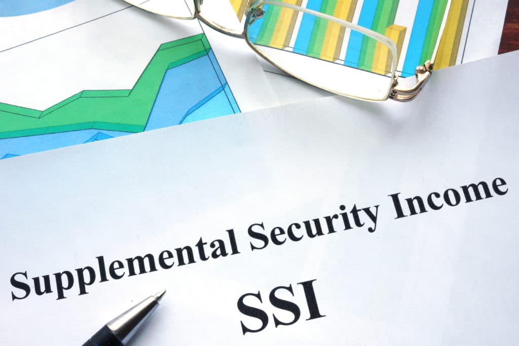 Supplemental Security Income (SSI) written on a paper. SSI asset limits
