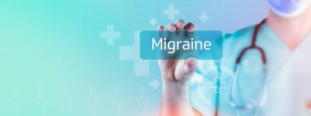 MIGRAINES doctor holding sign that states migraines