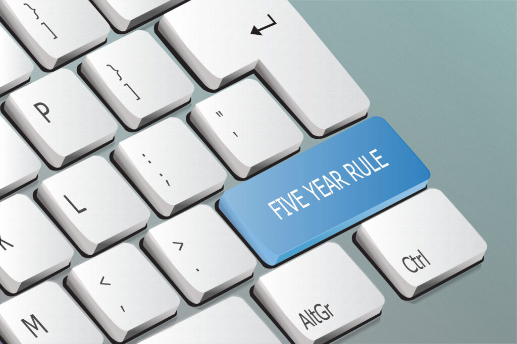 five year rule for past relevant work written on the keyboard button