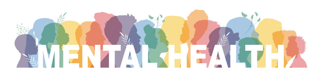 mental health SSD lawyer - Mental Health banner. Different people stand side by side together. Flat vector illustration.