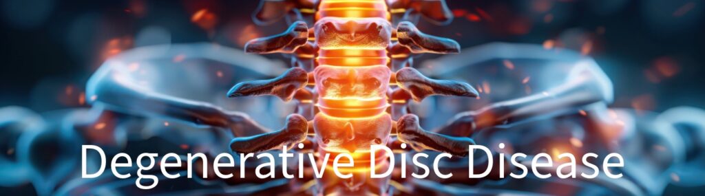 degenerative disc disease words over picture of spinal column