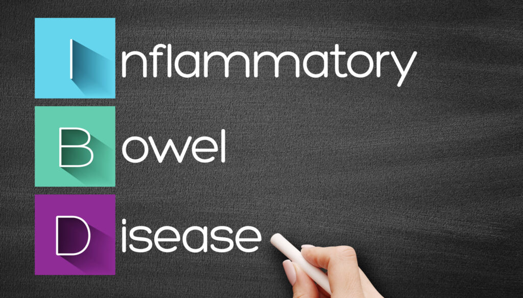 IBD - Inflammatory Bowel Disease acronym, medical concept background on blackboard