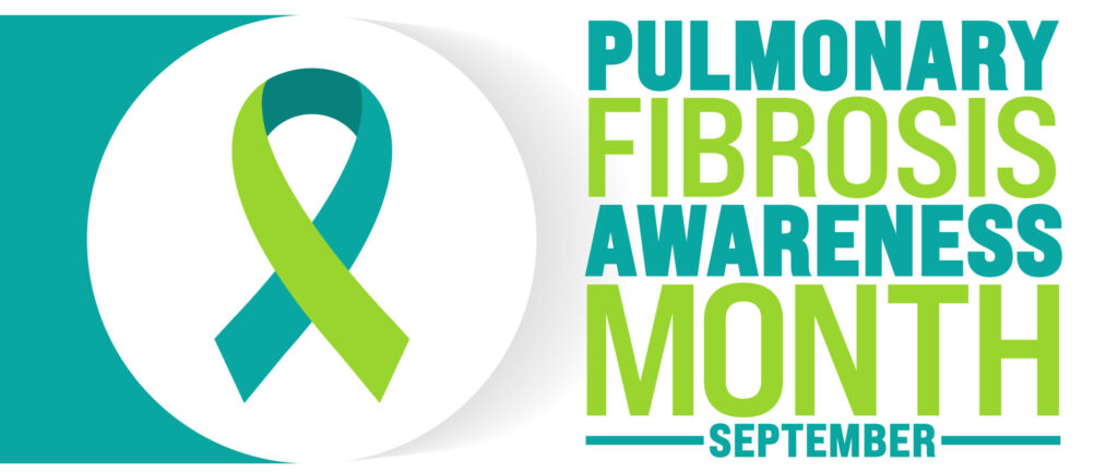 Pulmonary Fibrosis Awareness Month is observed every year in September. Holiday concept. Template for background, banner, card, poster, placard, design template with unique shapes with standard color.