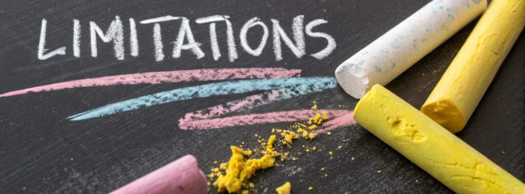SSA'S 5 POINT RATING SCALE FOR LIMITATIONS Text written on a black chalkboard with colorful chalk pieces around, showcasing the powerful message, ideal for representing motivation and overcoming obstacles.